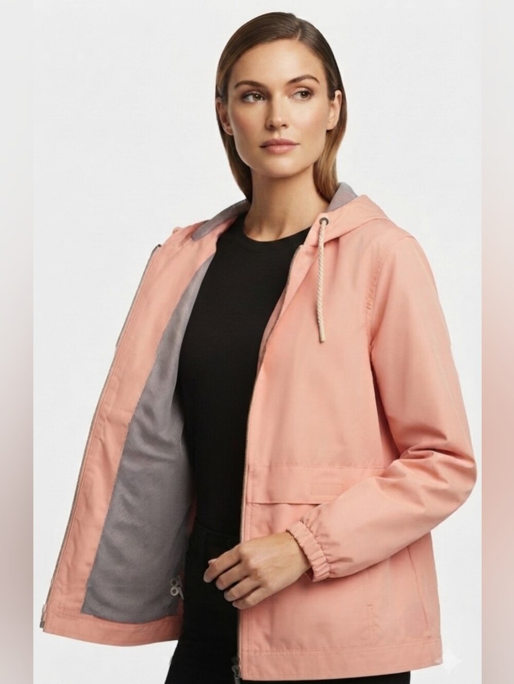 Original Weatherproof Vintage Salmon Pink Hooded Rain Jacket / Windbreak Sz: M